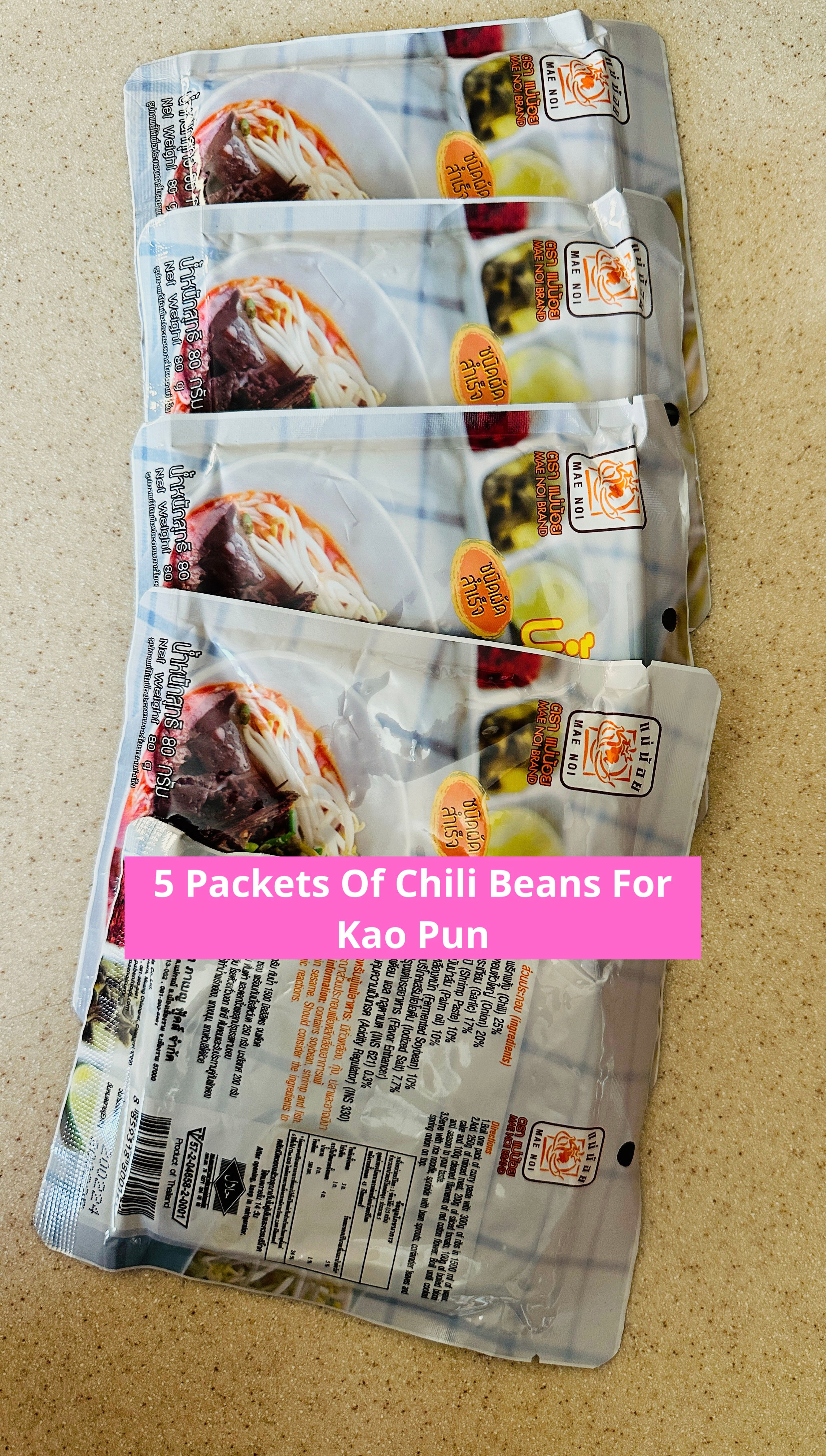 ( 5 Packets ) Of Chili Beans Paste For Kao Pun 