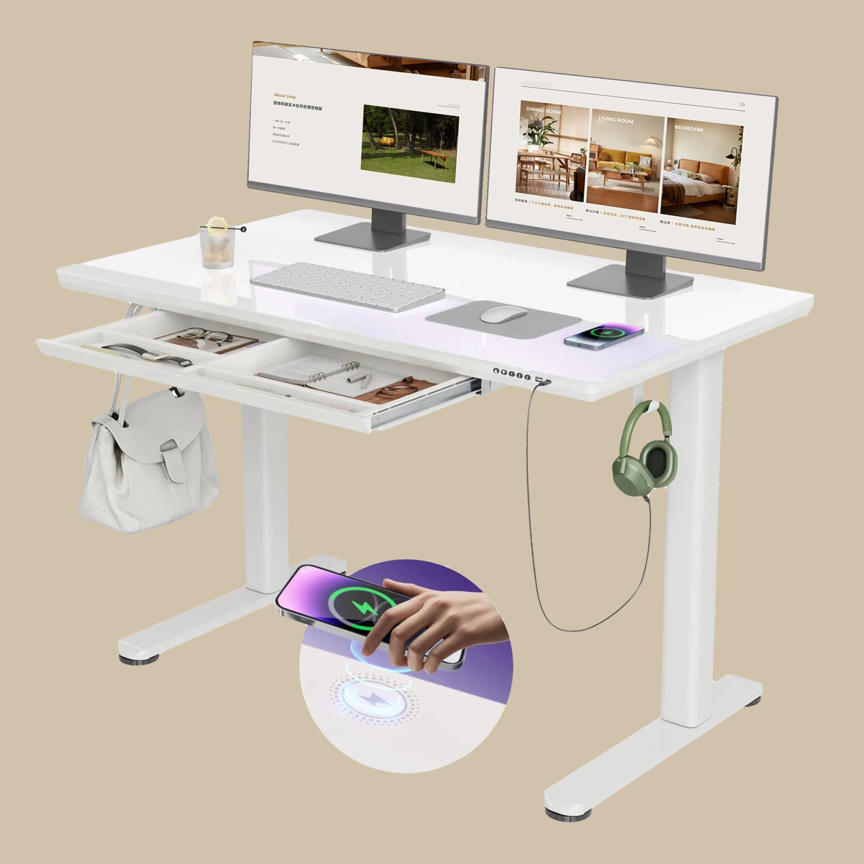 CLAIKS Desk with Wireless Charger