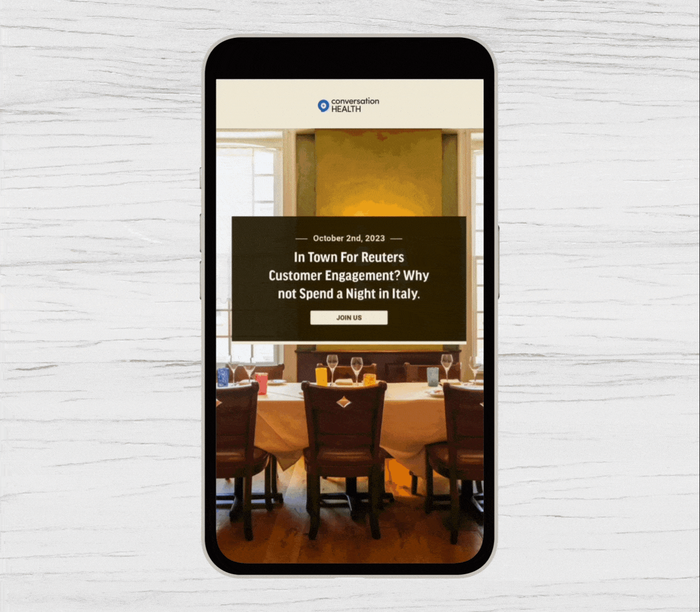 Event microsite for conversationHEALTH