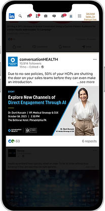 Promotional post for conversationHEALTH’s event, designed