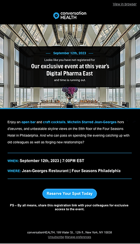 Event email for conversationHEALTH