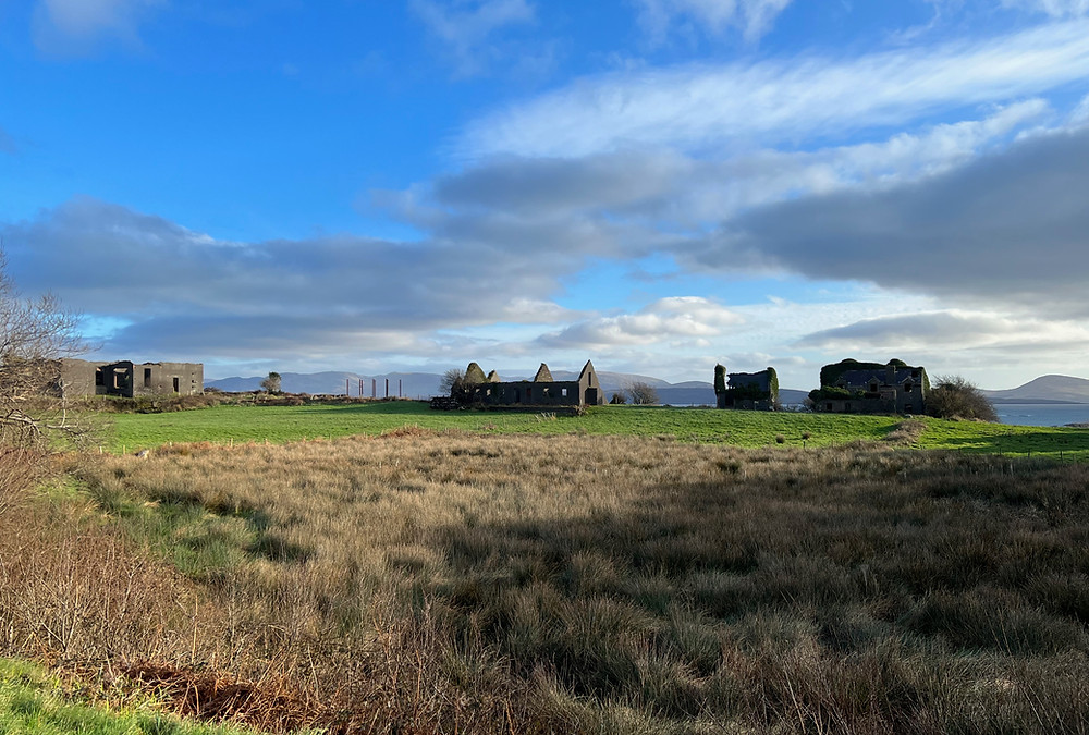 The ruins of the old hospital as seen from the road