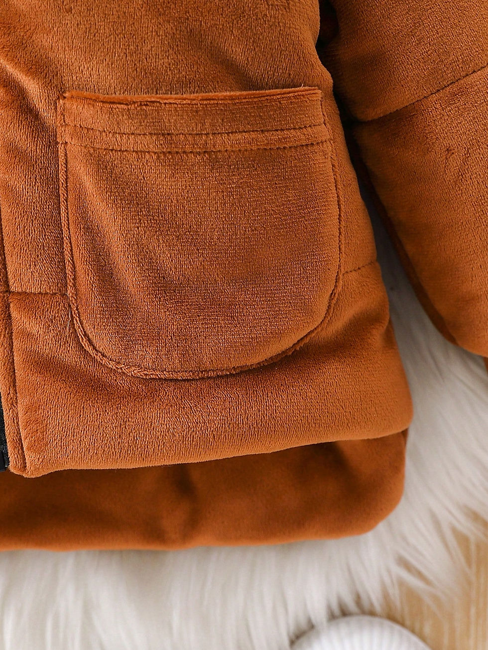 Thumbnail: For Baby Boys In Autumn And Winter Brown Cotton-Padded Clothes With Fleece Clips