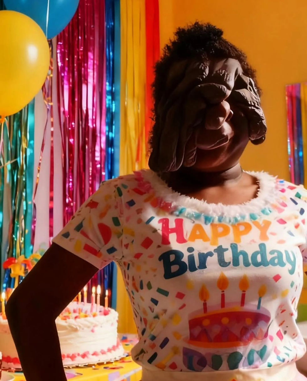 Girl with facial tumour celebrating birthday