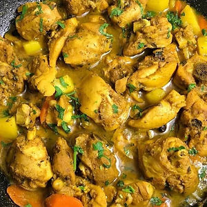 Curry Chicken with Potatoes and Carrots Platter