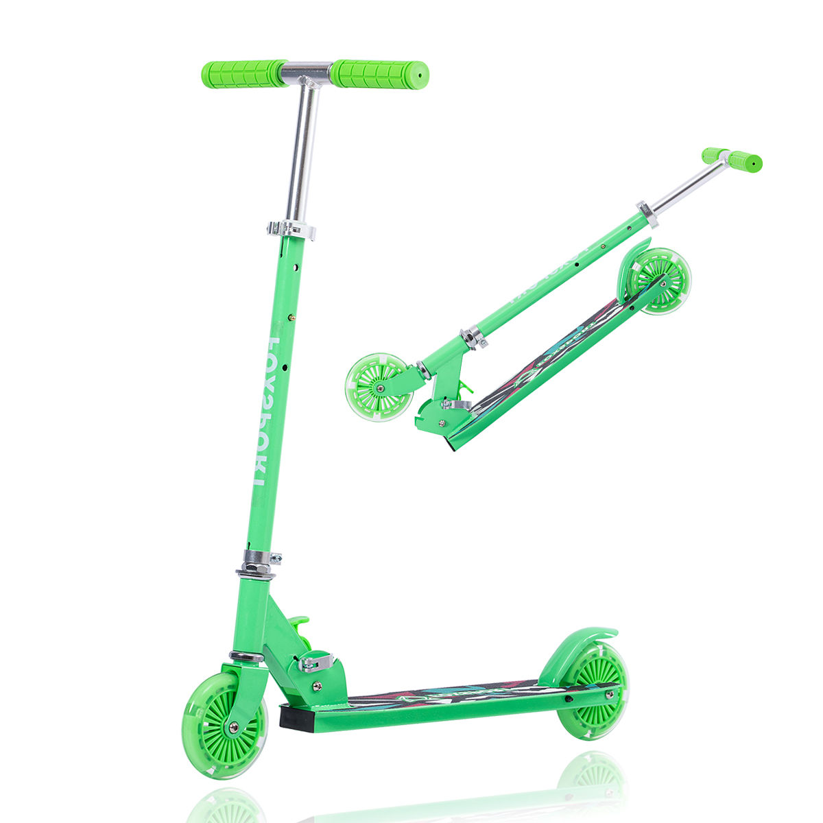 Foxsport children's scooter with folding handle and height adjustment (green)