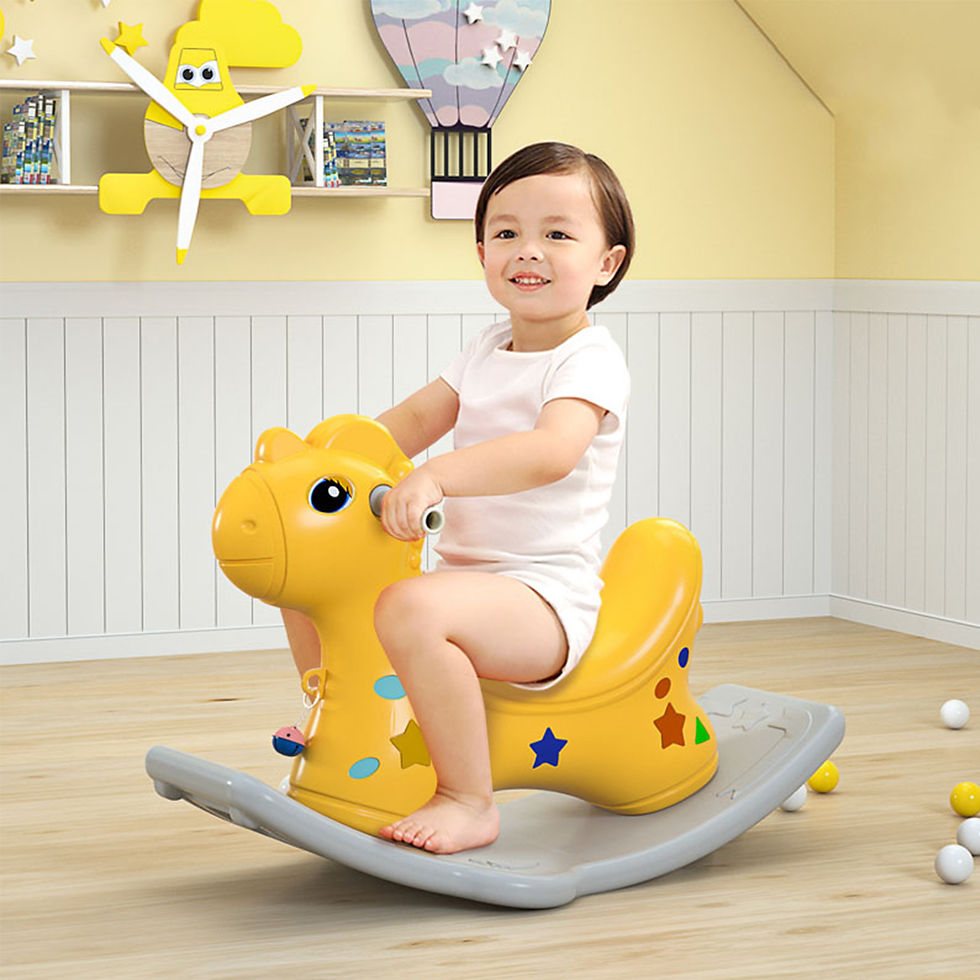 Miniature : IKIDO Rocking horse without poles, easy-grip handle and sturdy saddle (yellow)