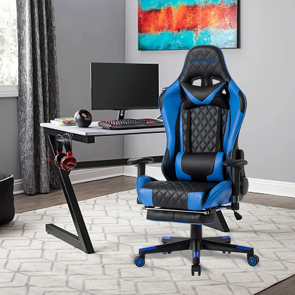 Thumbnail: FOXSPORT Gaming Chair Office Chair with Headrest and Footrest (Blue)