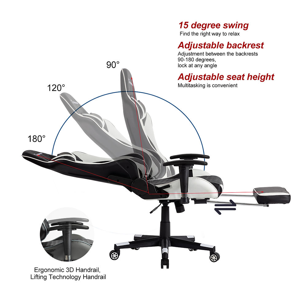 Thumbnail: FOXSPORT Gaming Chair Office Chair with Headrest and Footrest (white)