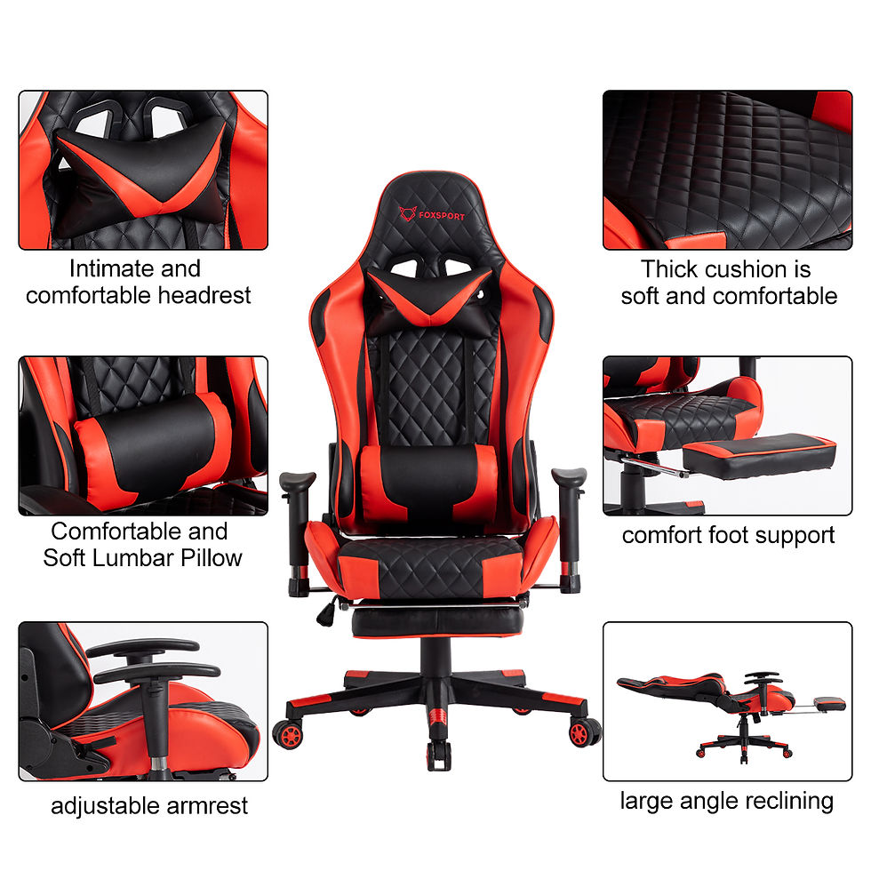 Thumbnail: FOXSPORT Gaming Chair Office Chair with Headrest and Footrest (Red）