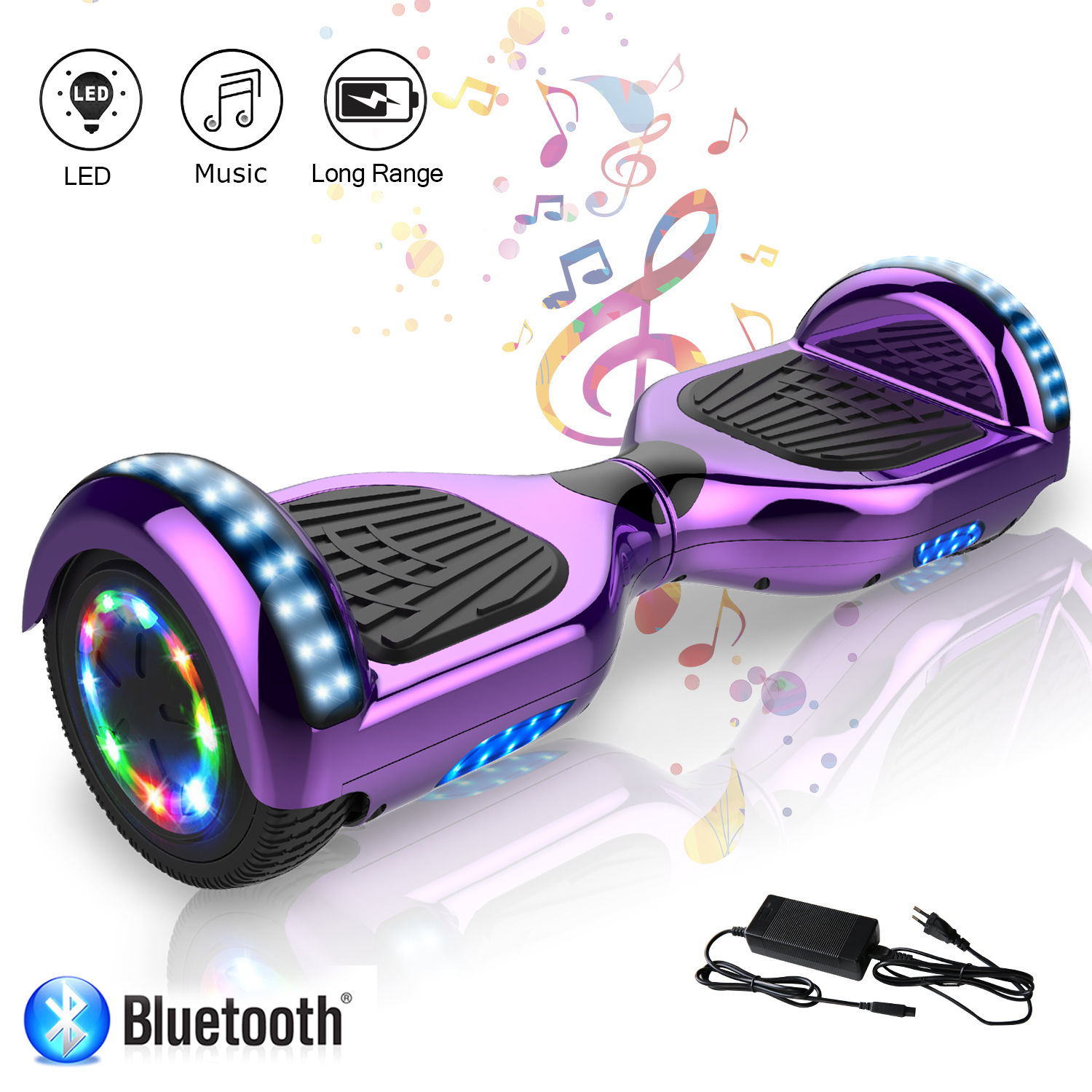 Hoverboard FOXSPORT 6,5 pouces, hoverboards tout-terrain, violet