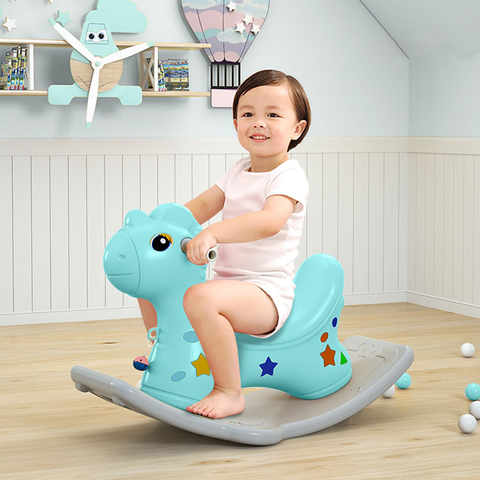 Miniature : IKIDO Rocking Horse without poles,easy grip handles and firm saddle(green)