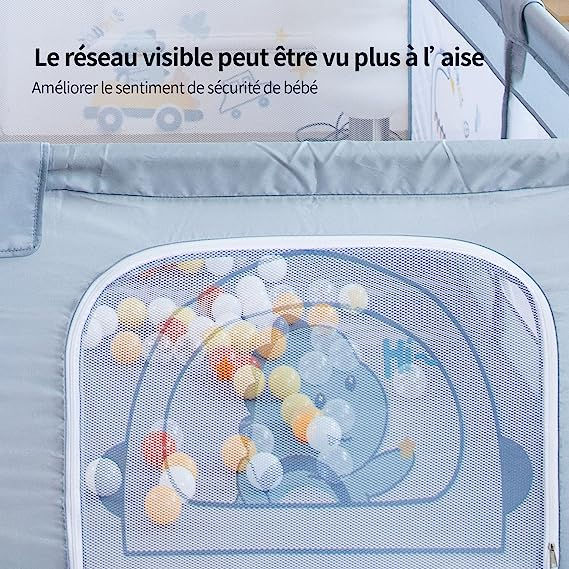 Miniaturbild: Baby Playpen with Non-Slip Base and Breathable Mesh - Playpen with Safety Gate