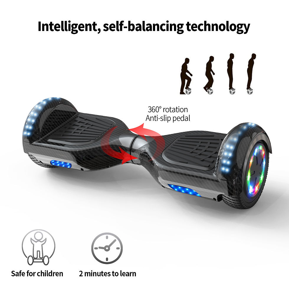 Miniature : FOXSPORT Self-Balancing Hoverboard with Bluetooth and LED Lights (Carbon Black)