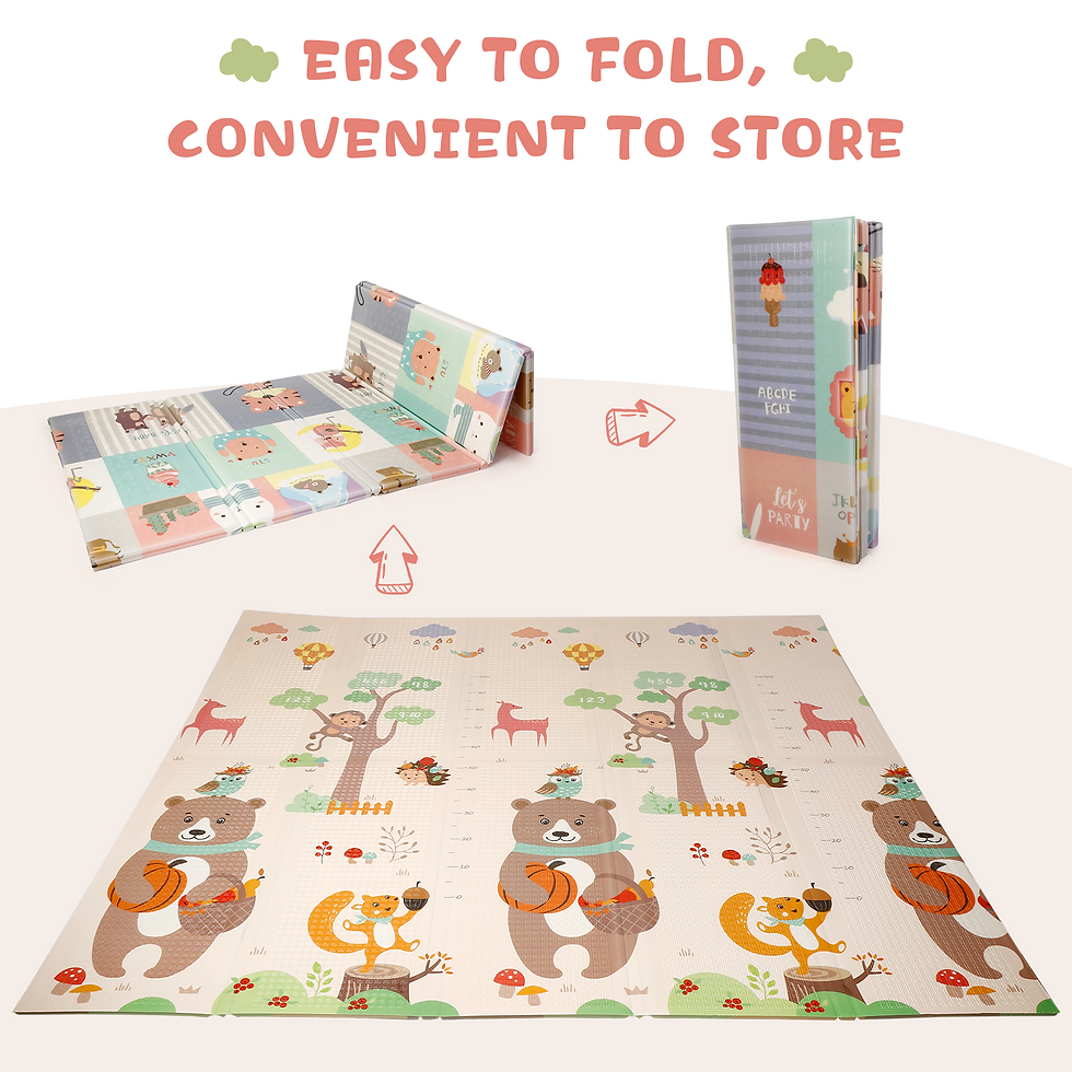 Miniature : Baby Play Mat Floor Mat1.5cm, Reversible Foldable Waterproof Baby Crawling Mat