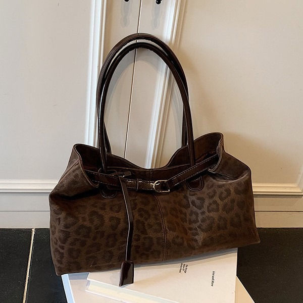 Leopard-print Shoulder Bag Minimalist Style