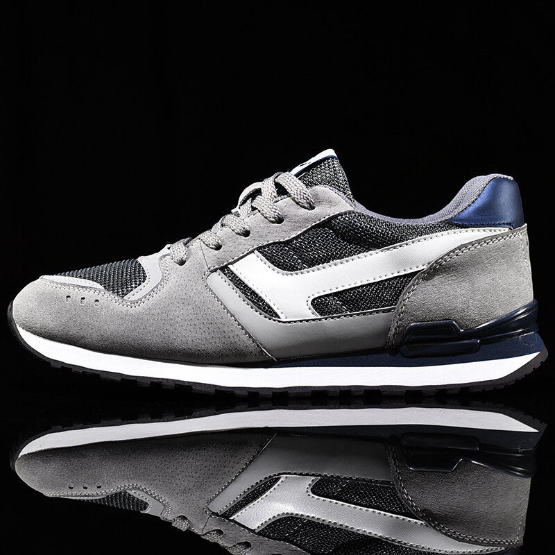 Thumbnail: Men Fabric Leather Splicing Casual Running Shoes 