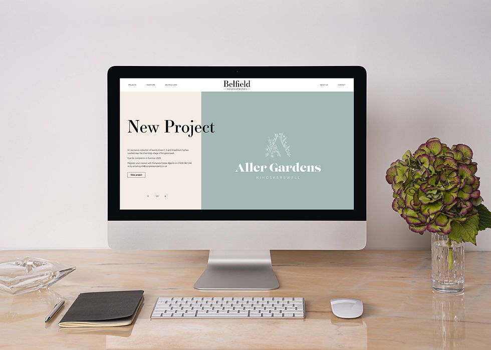 Website mockup graphic showing the website design