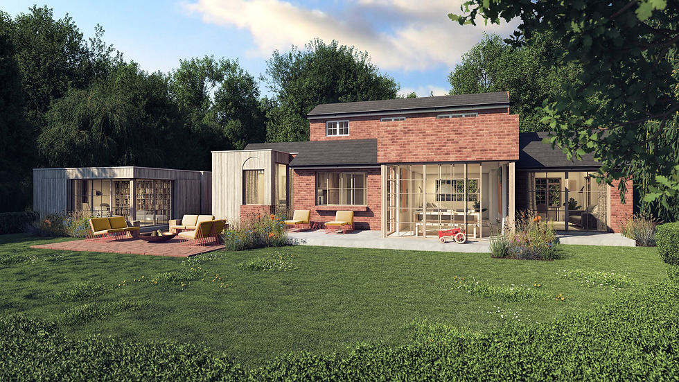 Exterior house CGi showing the skatter