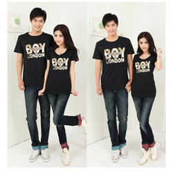 Áo cặp đen nhũ vàng BOY đôi cánh SML