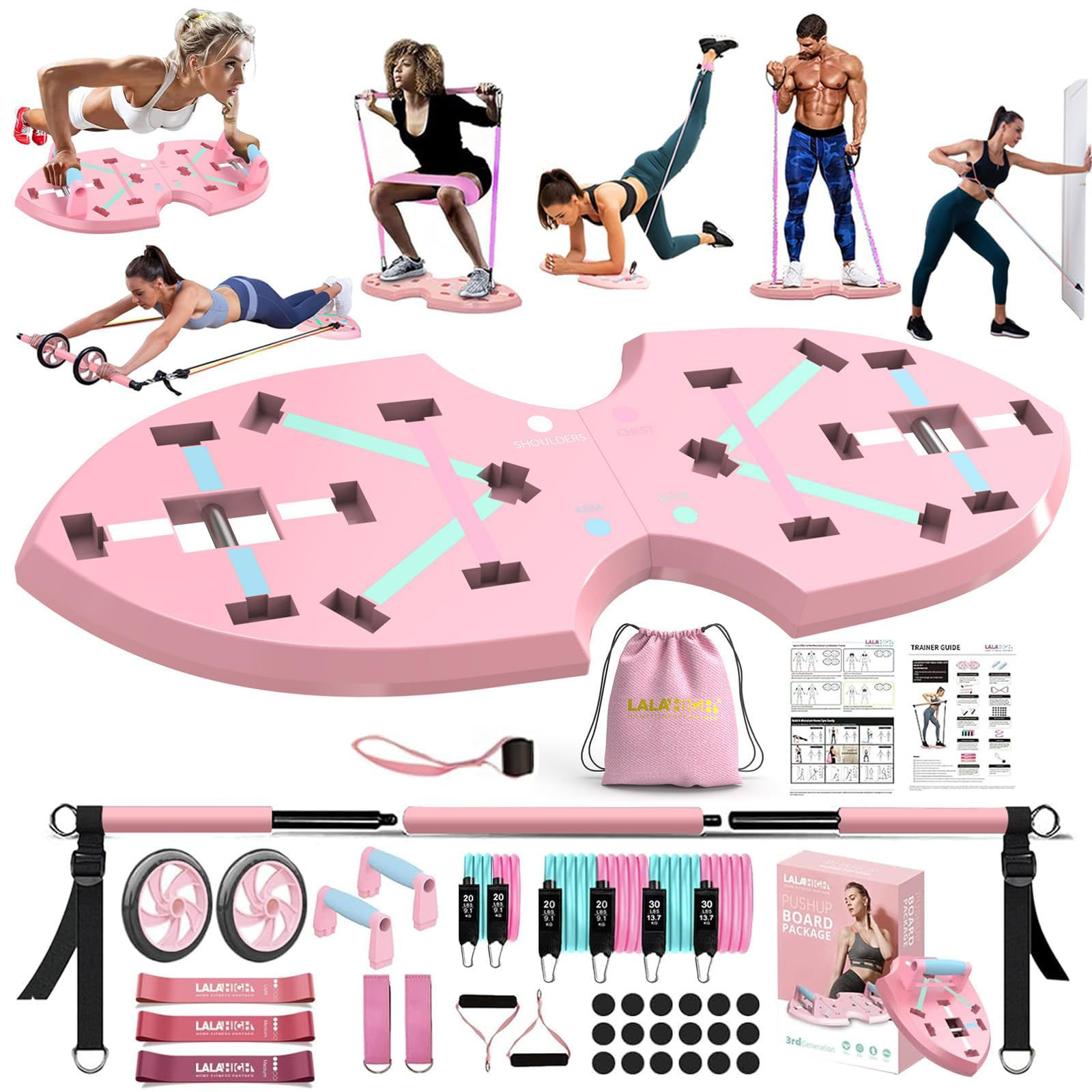 LALAHIGH Home Workout Equipment for Women Multifunction Push Up Board Portable H