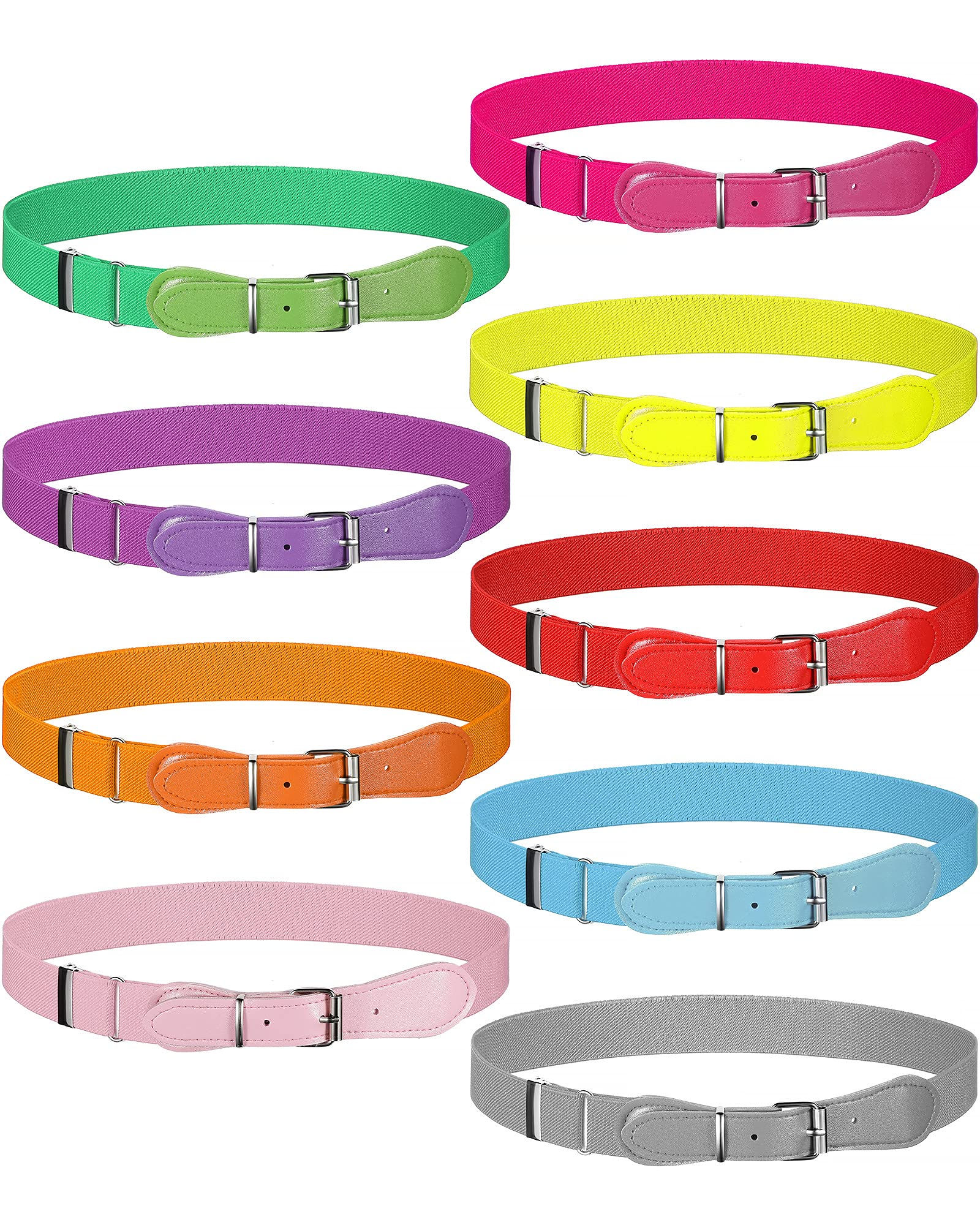 SATINIOR 9 Pieces Kids Adjustable Elastic Belt Kids Toddler Belts Pin Buckle Bel