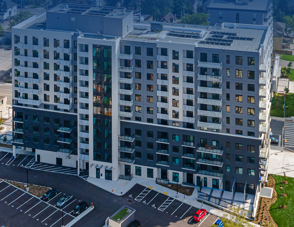 Melloul-Blamey Construction, Weber Scott Pearl, 66 Weber St. E., Kitchener, Fully Adhered - Two Buildings