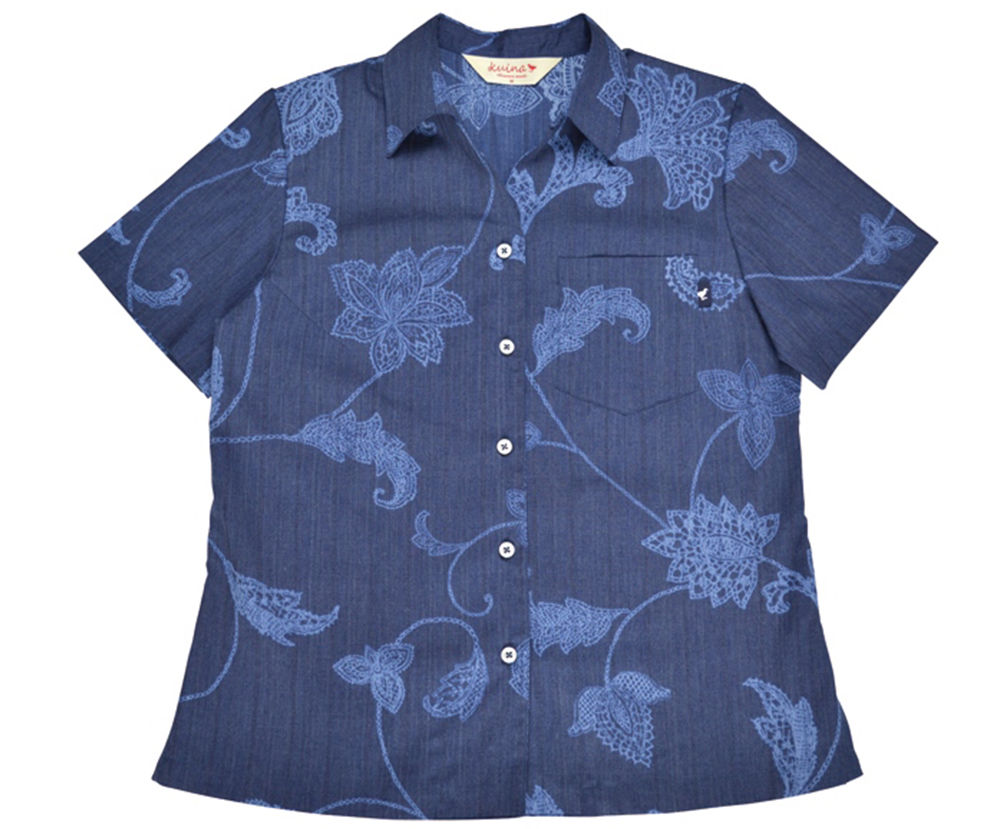 レンタルかりゆしウェア Ladies' レースハイビ ネイビー