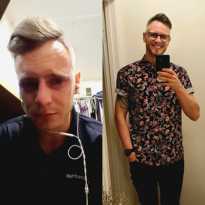 Before and after mindset coaching from sad to happy