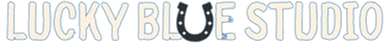 White Lucky Blue Studio Line Logo