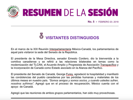 Resumen de sesión, febrero 20