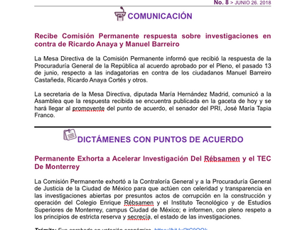 Senado Resumen de la Sesión 26 de junio