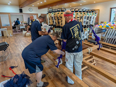 山車・御輿の組立作業を行いました