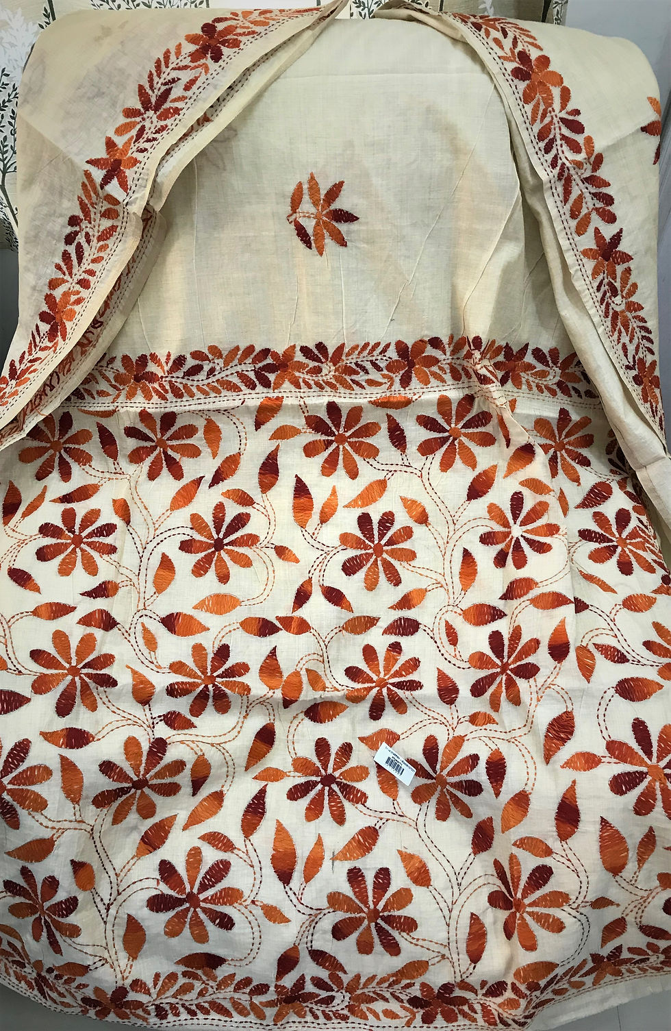 Thumbnail: Kantha Stitch Cotton and Silk mix Saree