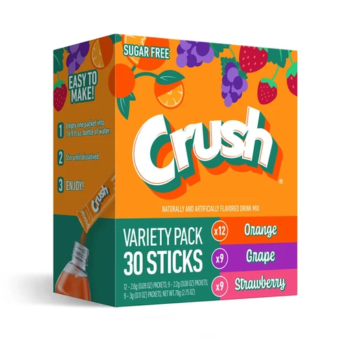 Crush Drink Mix 30 Servings (Orange, Grape & Strawberry) Passion