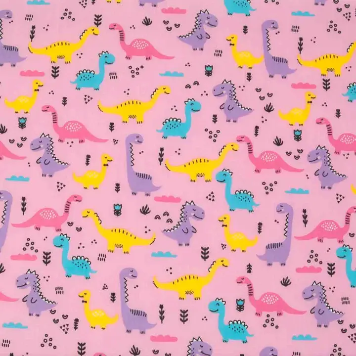 Thumbnail: pink dinosaurs design with repeating dinosaurs, one of the design options for the sustainable climbing chalk bucket