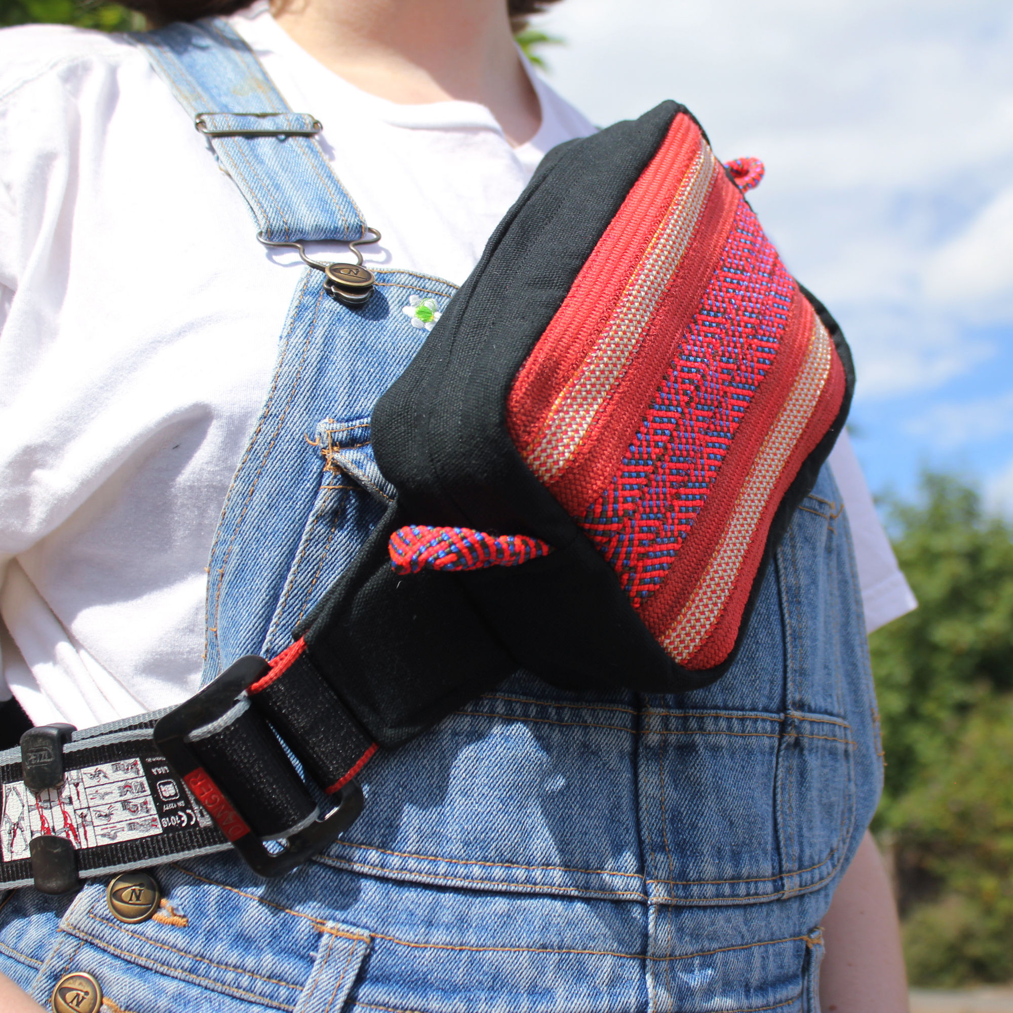 a unique festival bag made from repurposed climbing rope