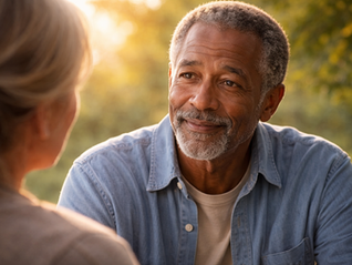 man speaking to woman