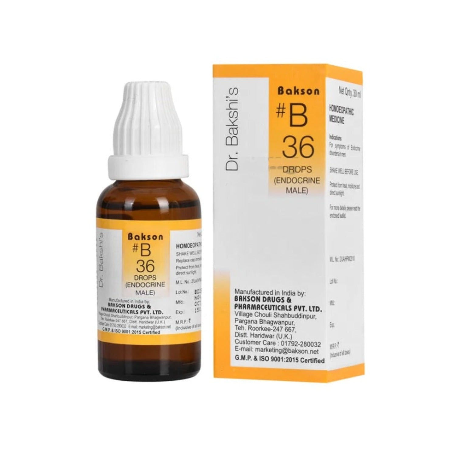 Bakson's Homoeopathy B36 (B-36) Endocrine Male For Various Endocrine Disorders I