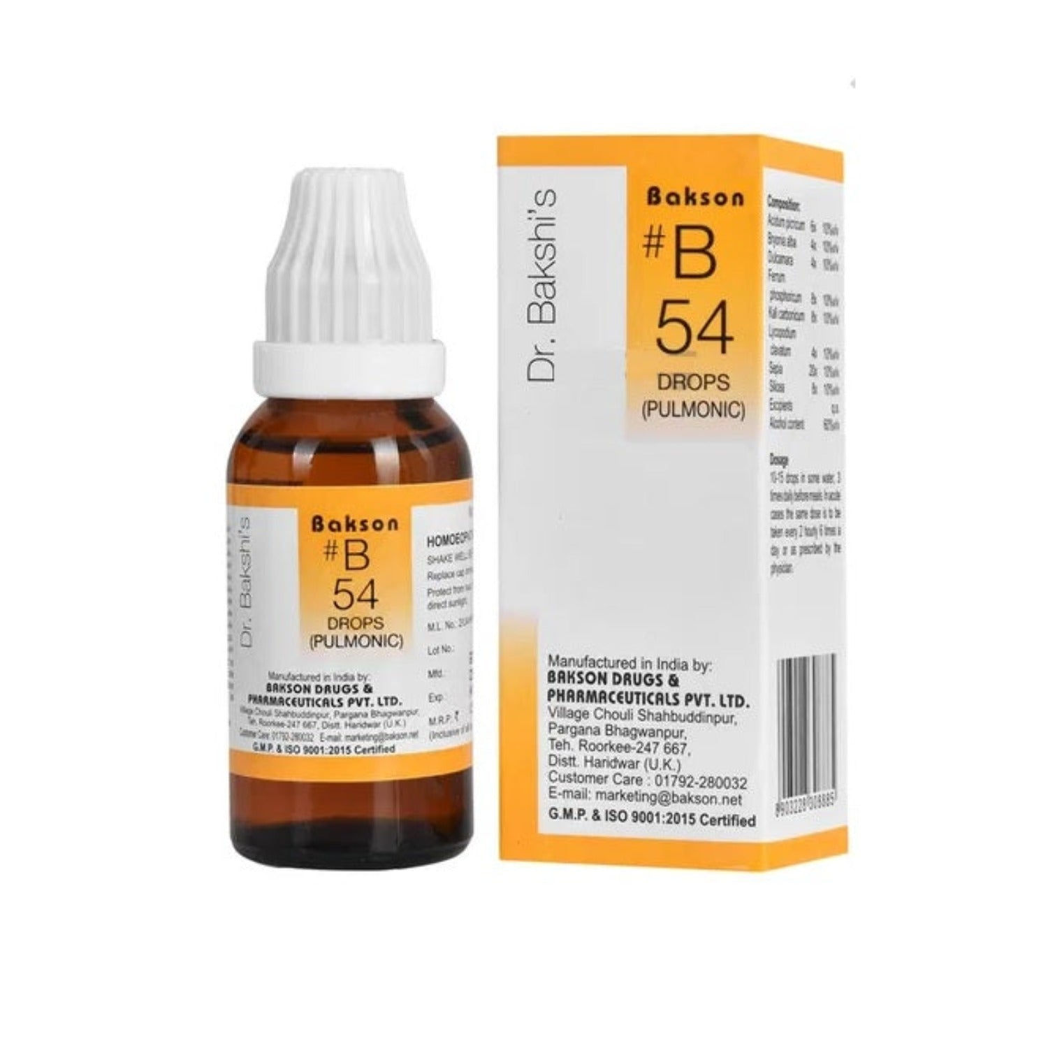 Bakson's B54 (B-54) Pulmonic For Lung Disorders Drops 30ml