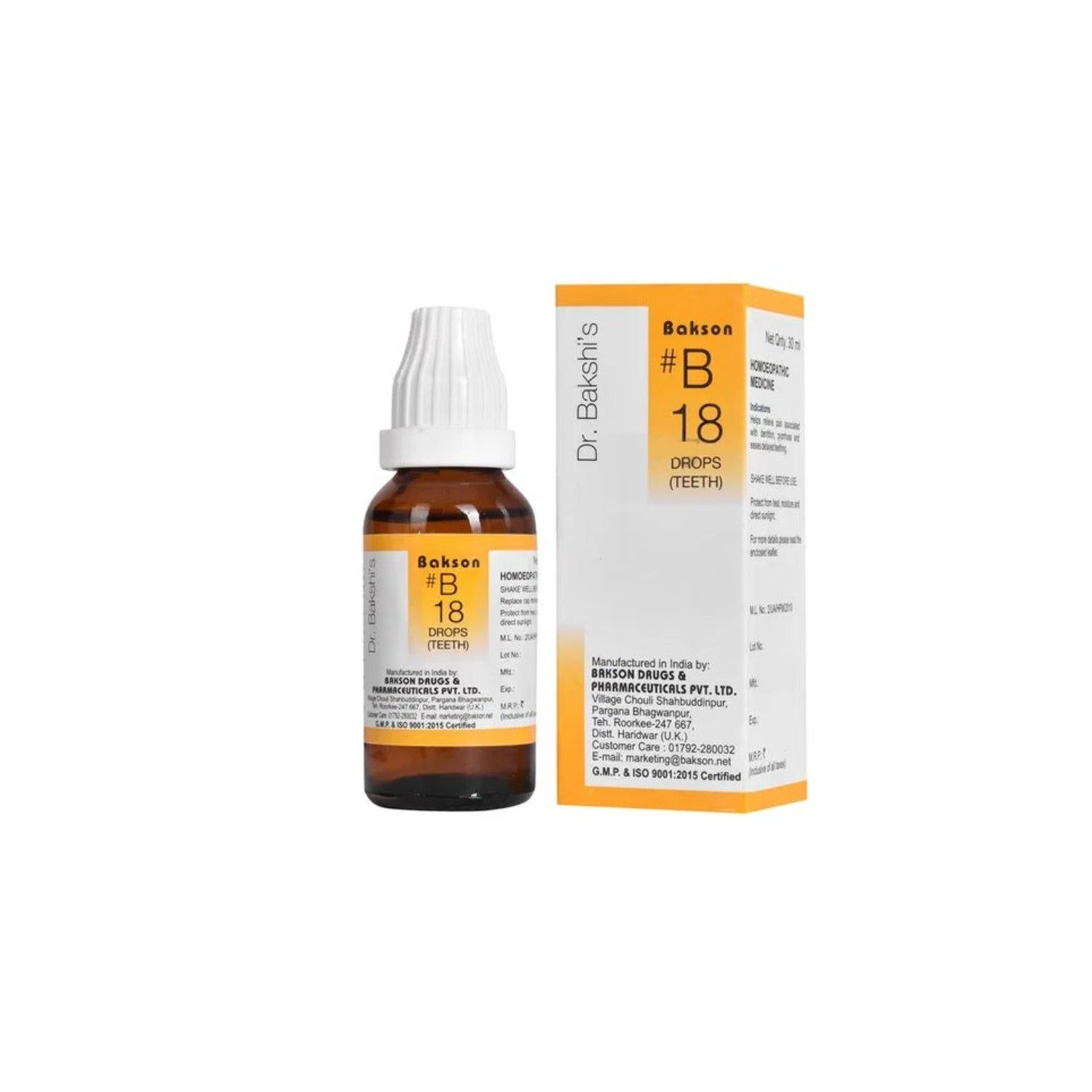 Bakson's Homoeopathy B18 (B-18) Teeth For Painful Dentition,Toothache,Pyorrhoea