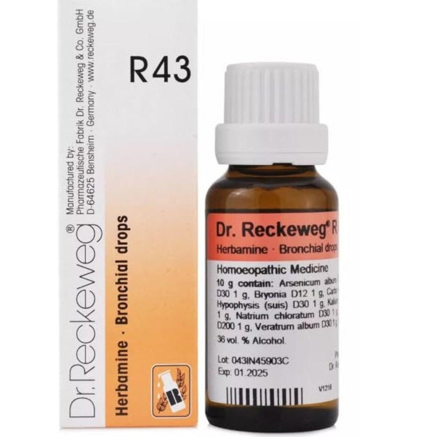 Dr Reckeweg Homoeopathy R43 Bronchial Drops 22 ml