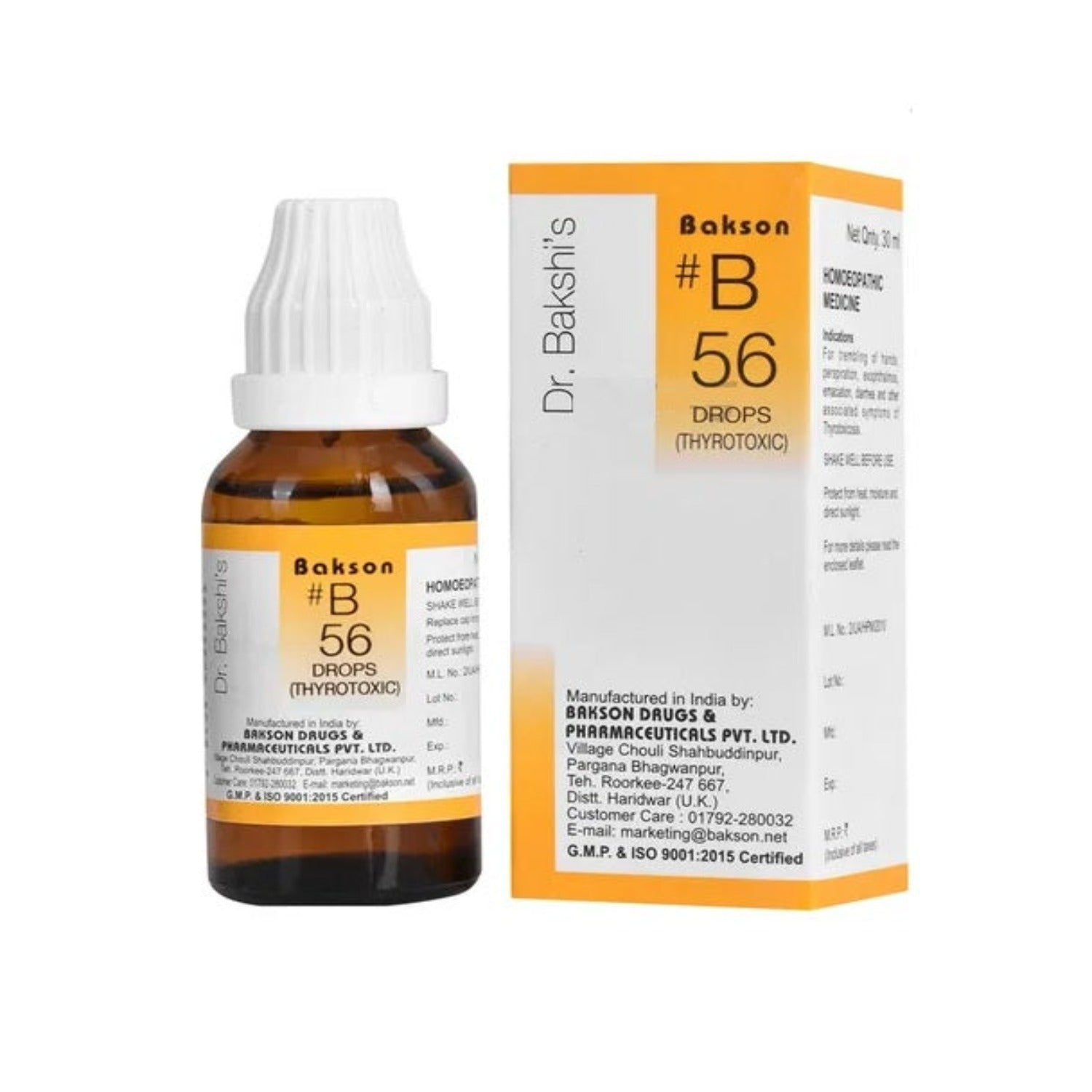 Bakson's B56 (B-56) Thyrotoxic For Thyroid Dysfunctioning Drops 30ml
