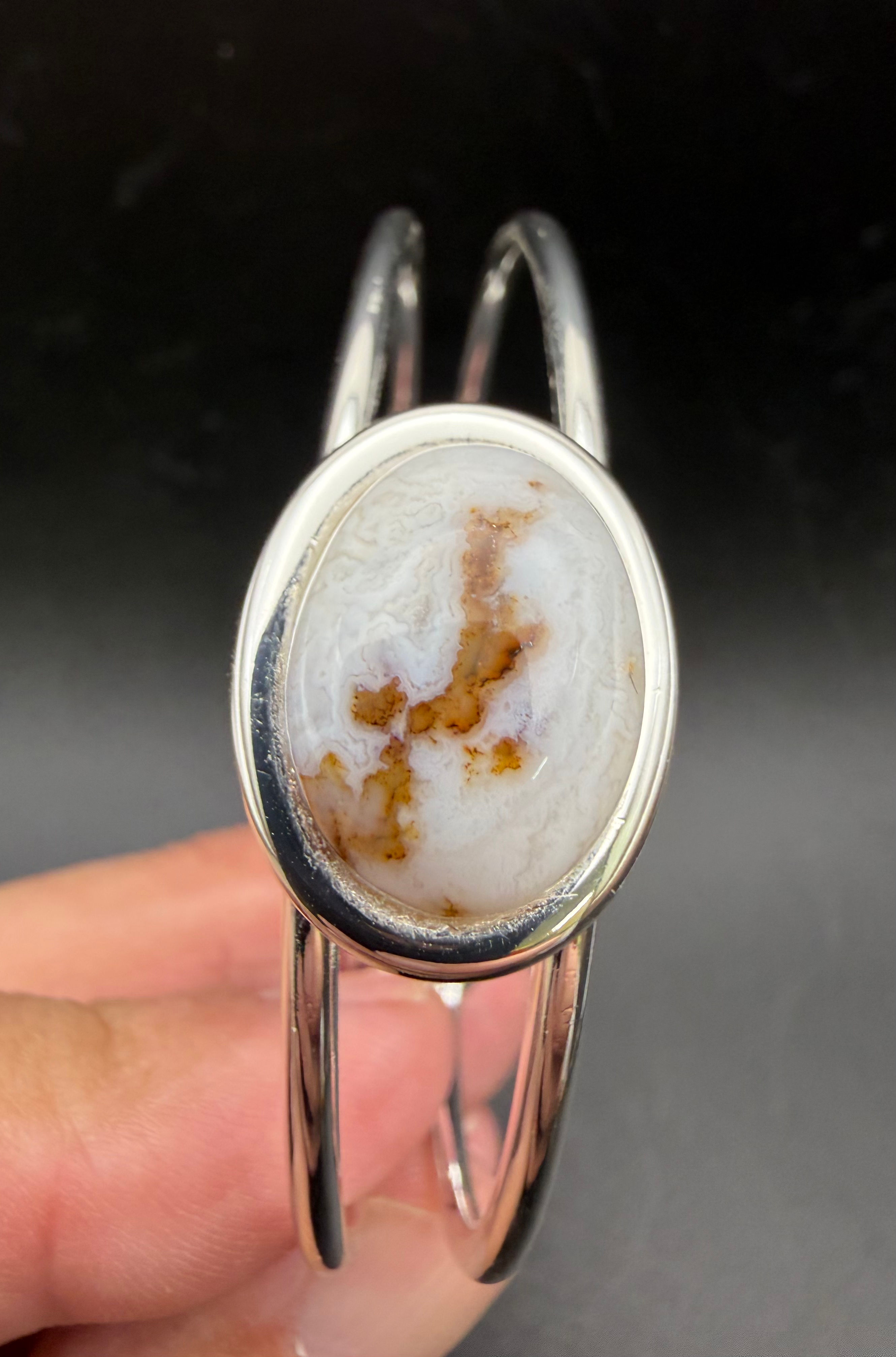 Graveyard Point Plume Agate Cuff Bracelet