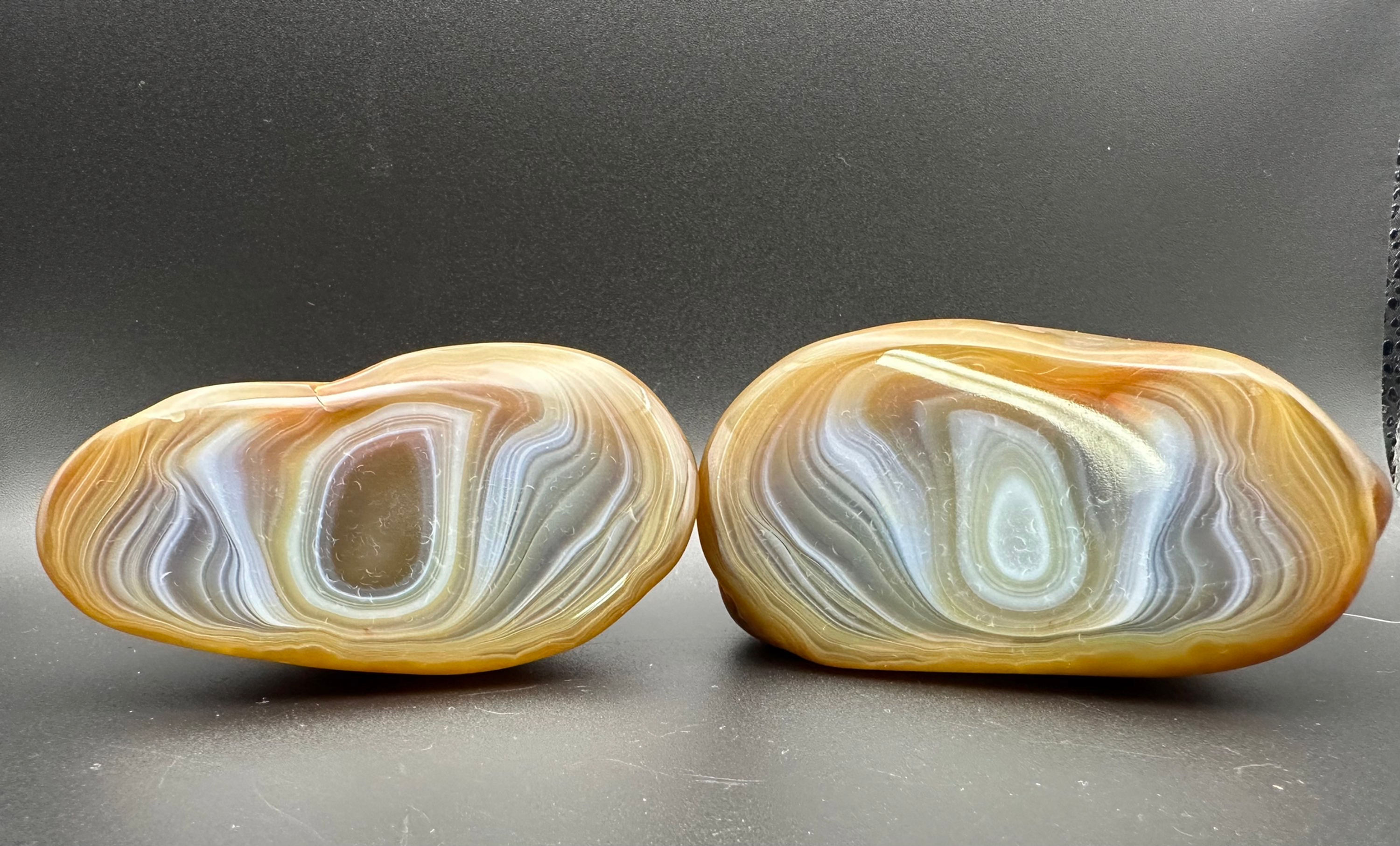 Face Polished Island Agate “Yin and Yang” Pair