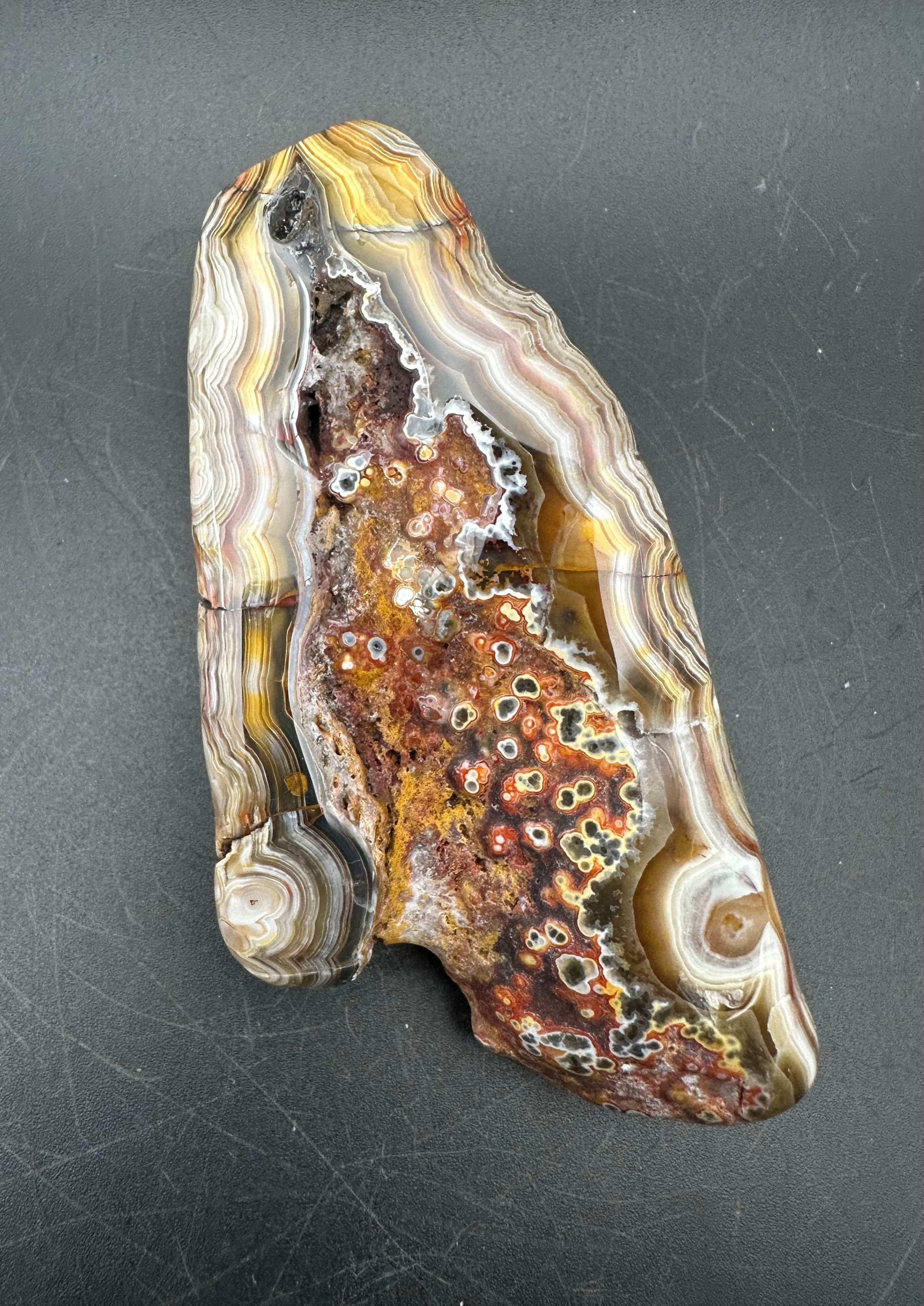 Large, Polished Laguna Lace Agate