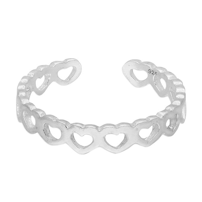 Silver heart toe ring