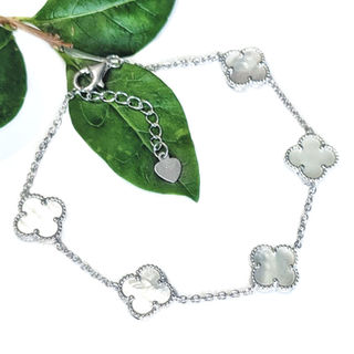 Silver & mother of pearl quatrefoil clover bracelet