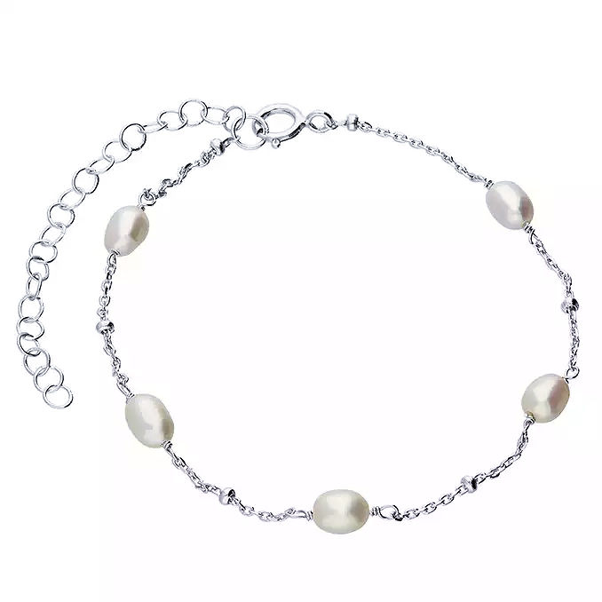 Silver beaded pearl bracelet