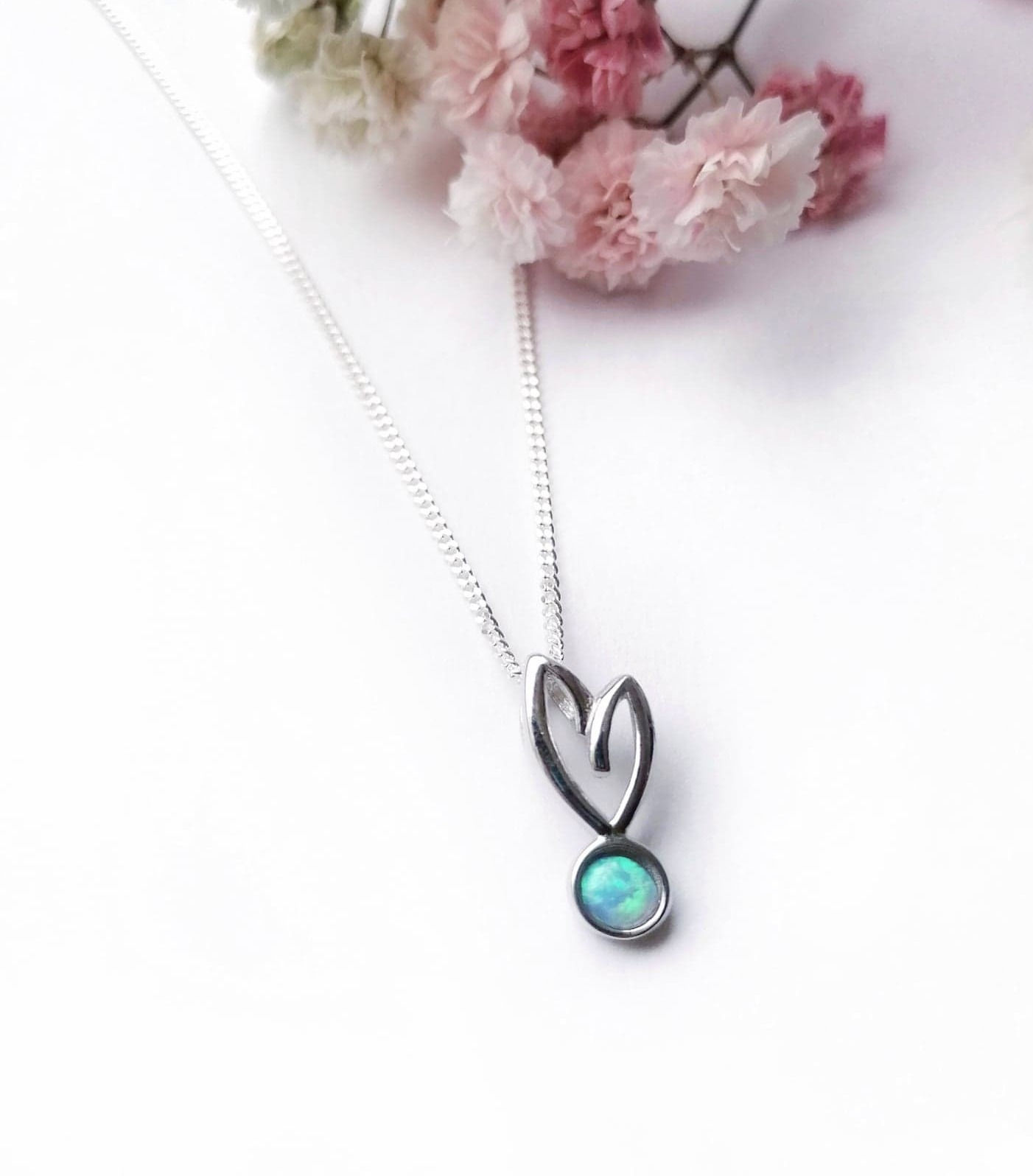 Silver & opalite heart necklace